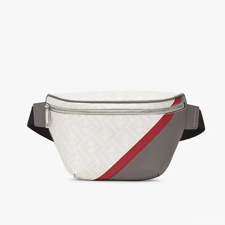 Cheap White Bag In Fendi Red FF Belt Fabric Motif 0609